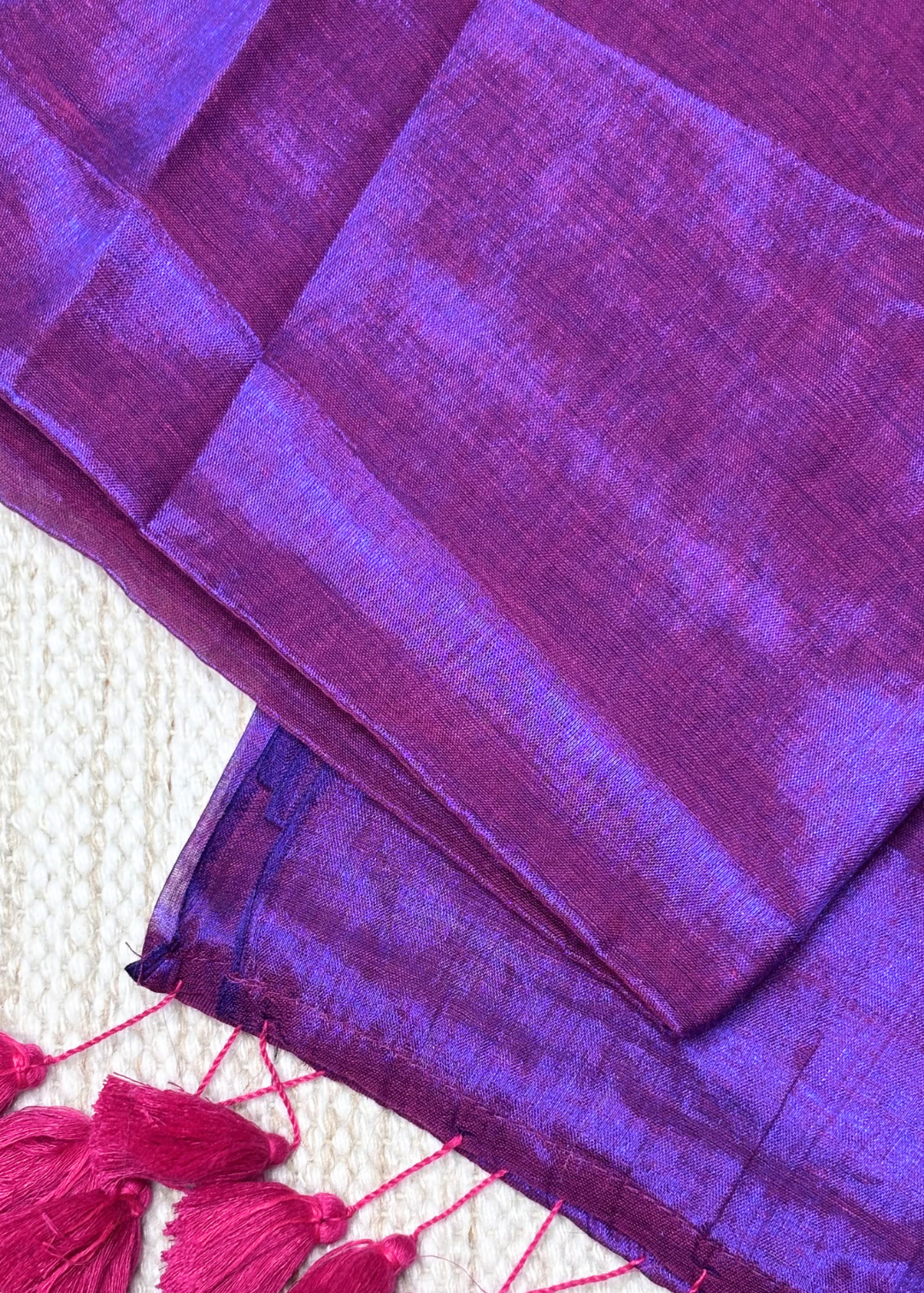 Purple Hand Woven Mirror Work Raga Tissue Silk