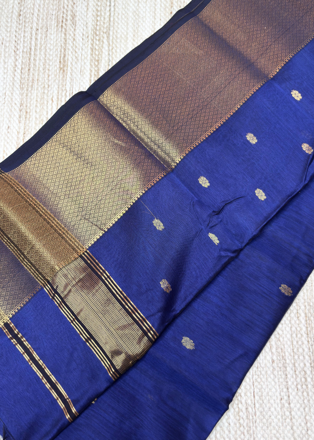Royal Blue Surajmukhi Butti Maheshwari