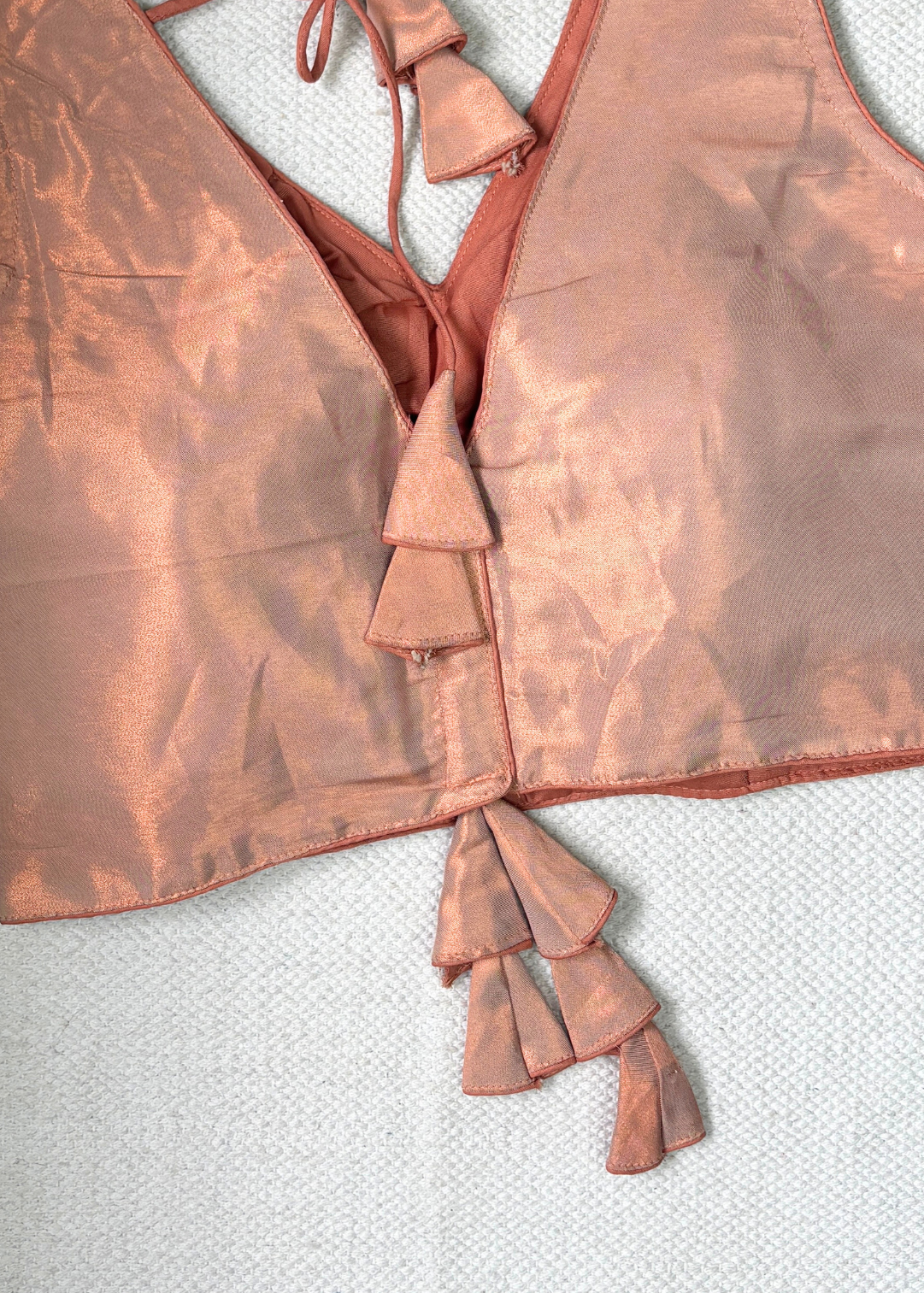 V Neck Rose God Silk Blouse