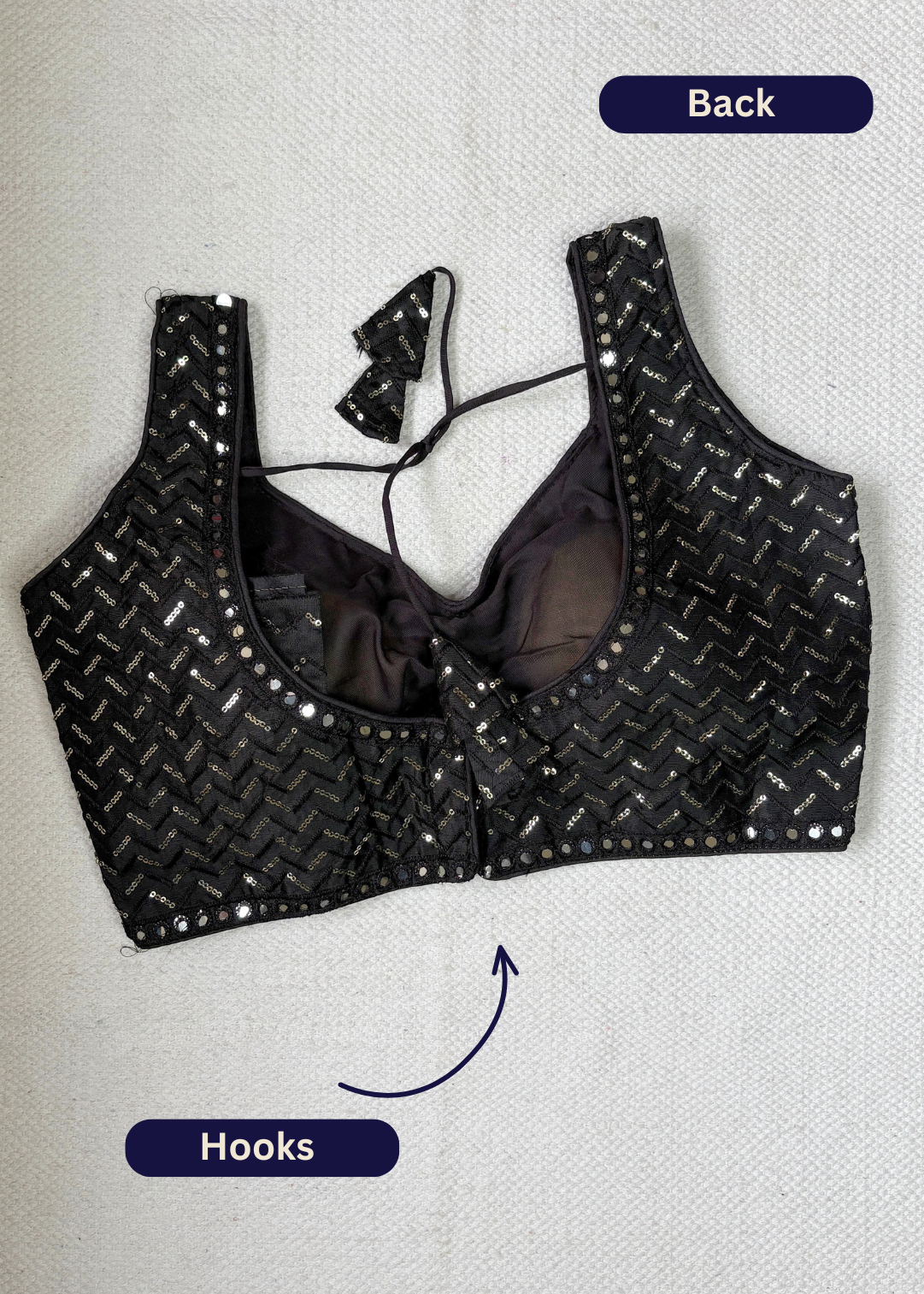 Black Shiny Embroidered Blouse