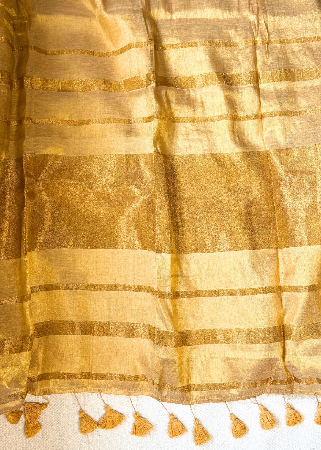 Swarna Linen Cotton Golden Saree