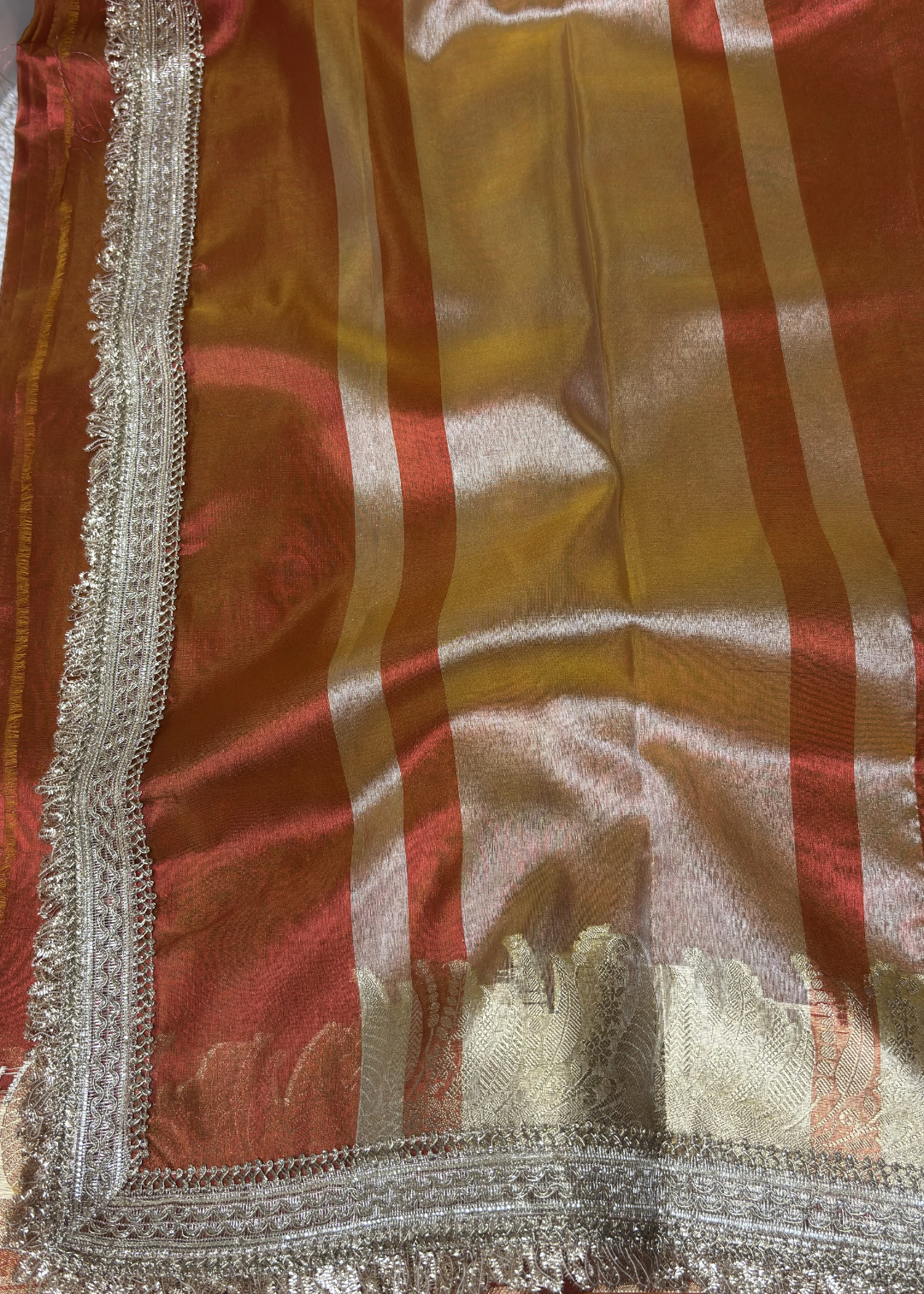 Dhoop Chav Yellow Orange Banarasi Tissue Silk