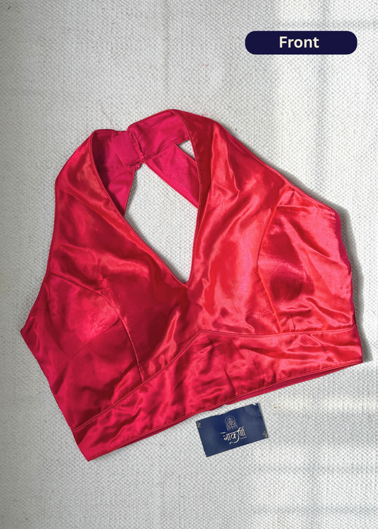 Halter Neck Rani Pink Silk Blouse