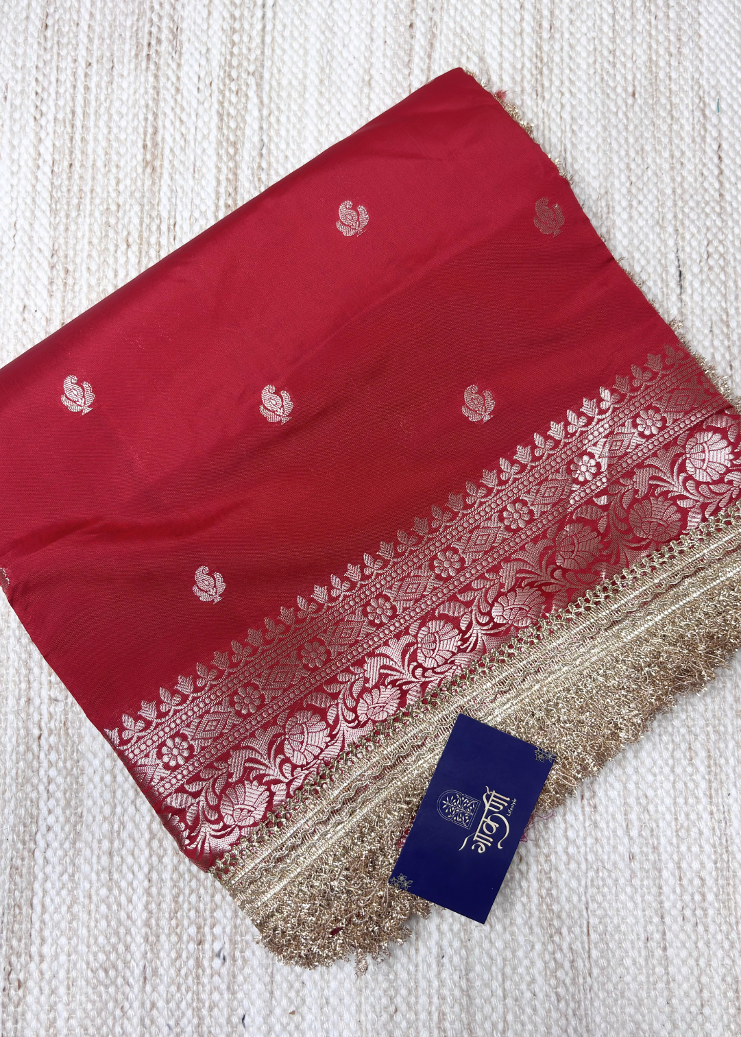 Soft Red Banarasi Tissue Silk