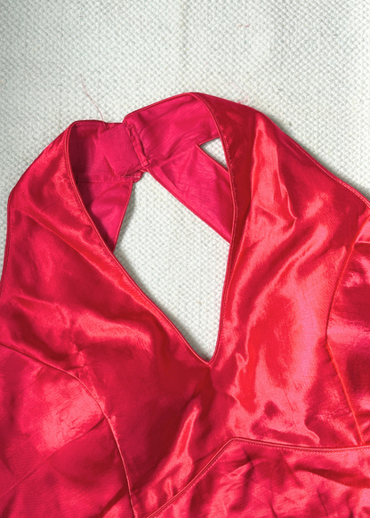 Halter Neck Rani Pink Silk Blouse