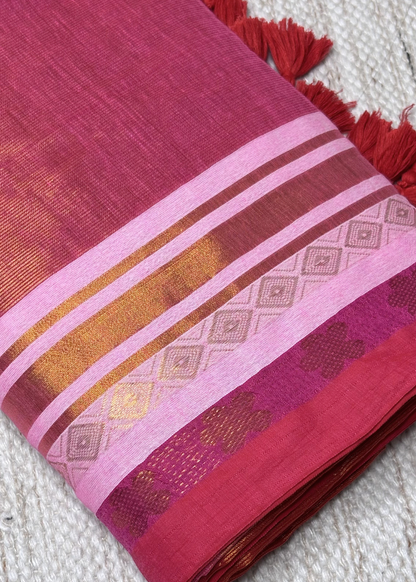 Dhoop Chav Red Pink Partyware Mul Cotton