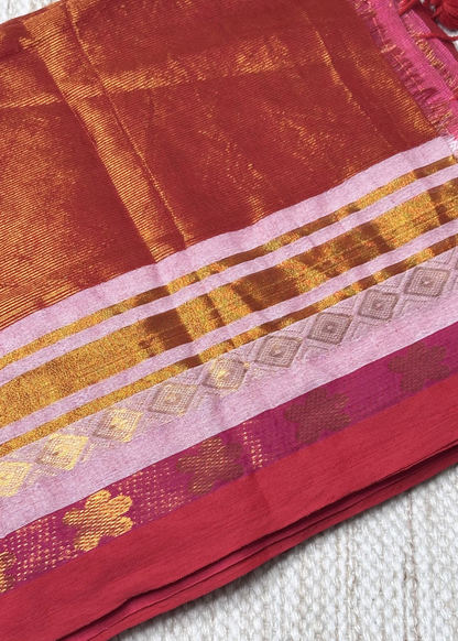 Dhoop Chav Red Pink Partyware Mul Cotton