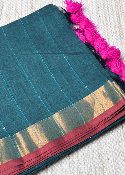 Rama Green Chandani Mul Cotton Saree