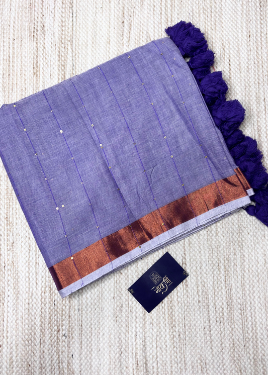 Purple Chandani Mul Cotton Saree