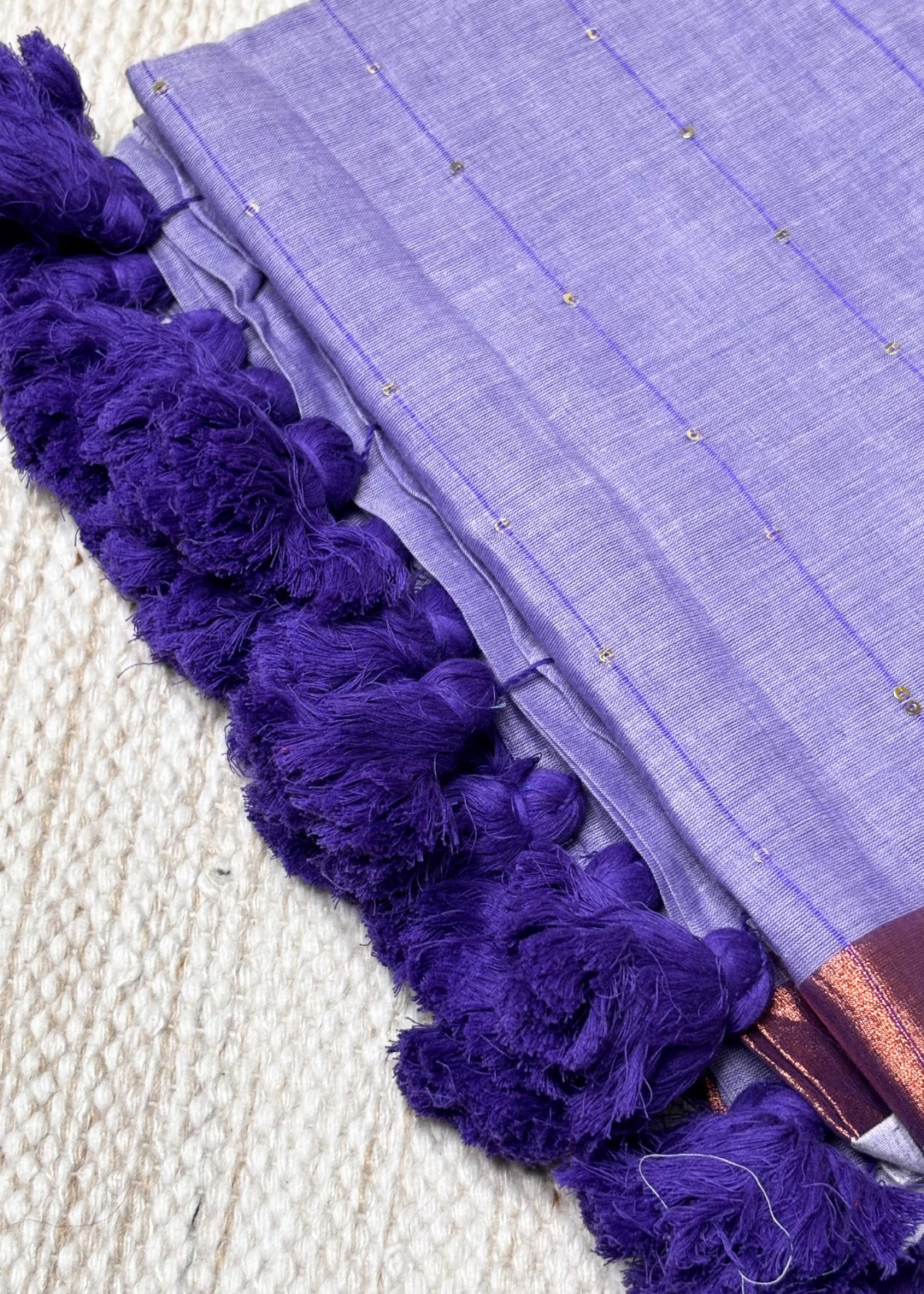 Purple Chandani Mul Cotton Saree