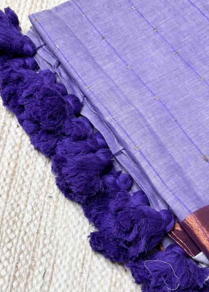 Purple Chandani Mul Cotton Saree
