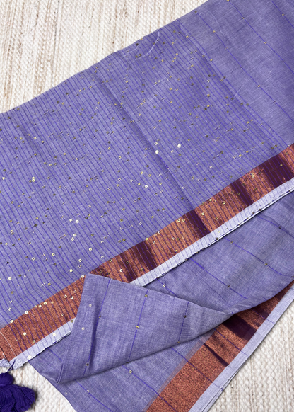 Purple Chandani Mul Cotton Saree