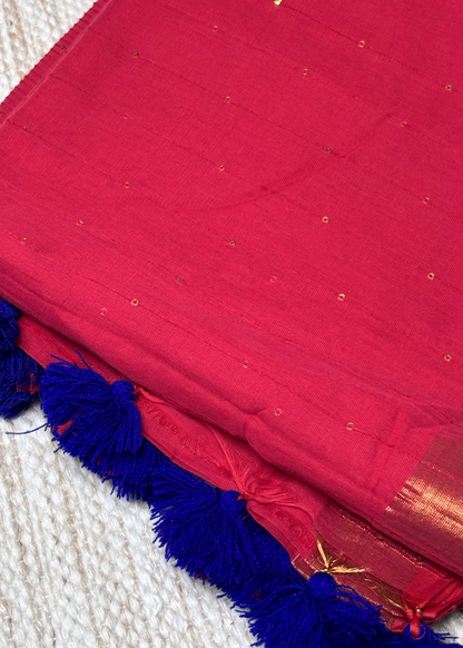 Rani Pink Chandani Mul Cotton Saree
