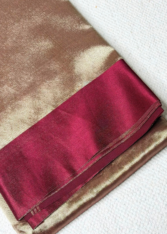 Metallic Beige Gold Plain Tissue Silk