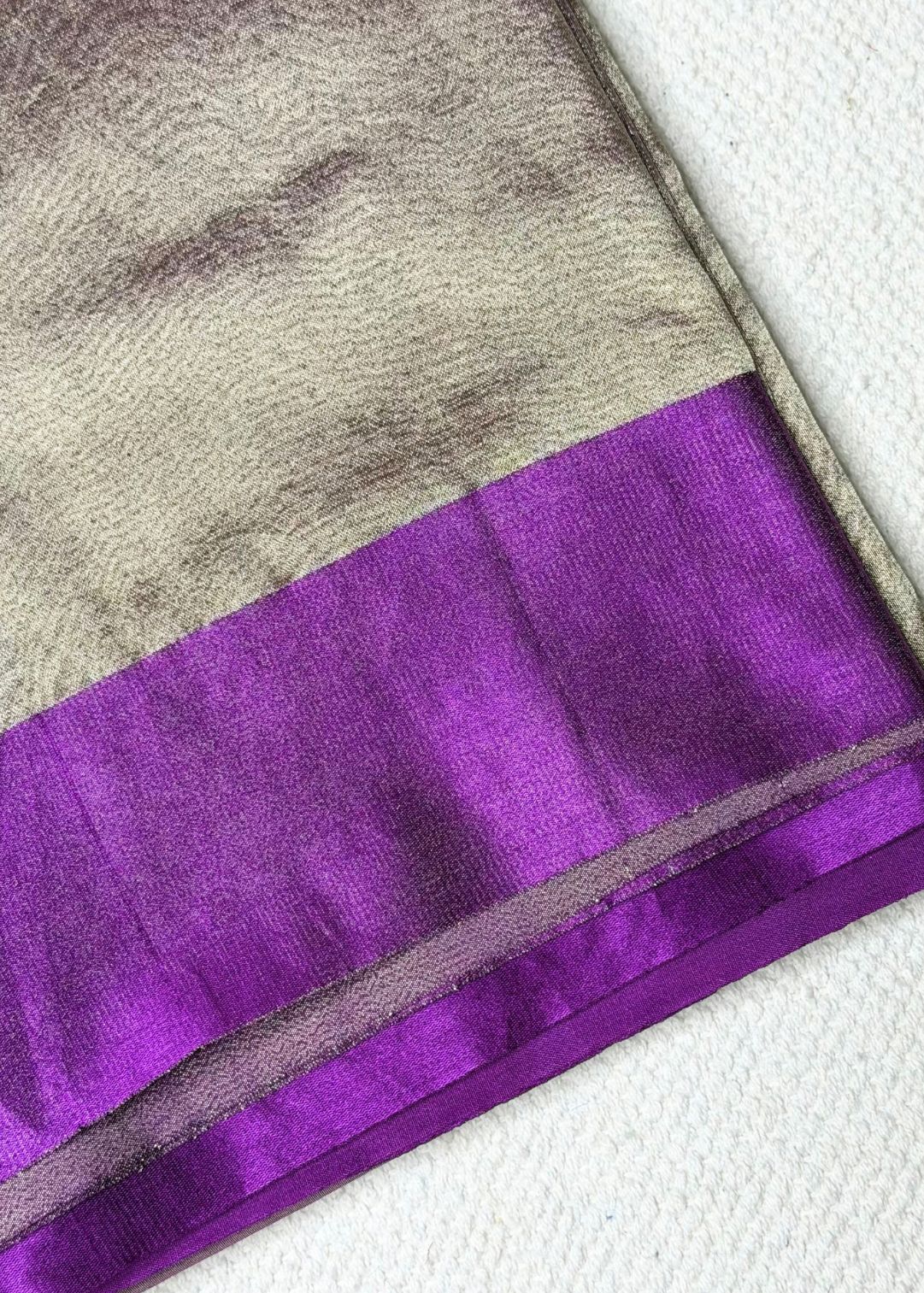 Metallic Ash Grey Plain Tissue Silk