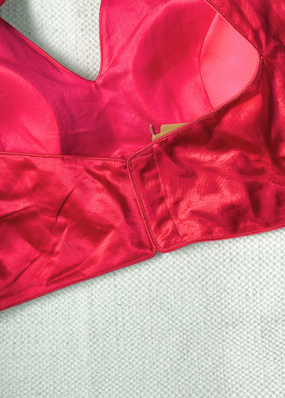 Halter Neck Rani Pink Silk Blouse