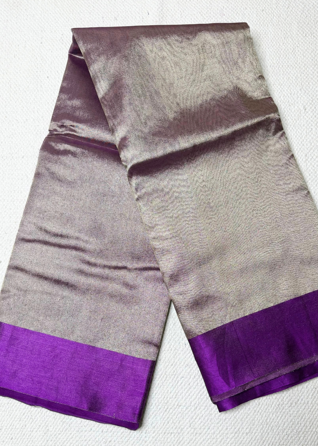 Metallic Ash Grey Plain Tissue Silk
