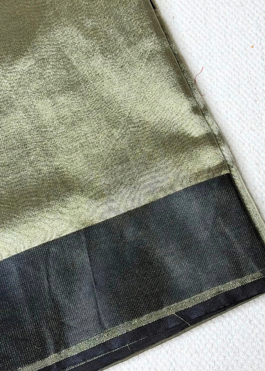 Metallic Greyish Plain Tissue Silk