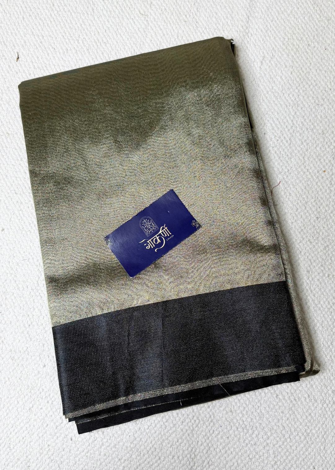 Metallic Greyish Plain Tissue Silk