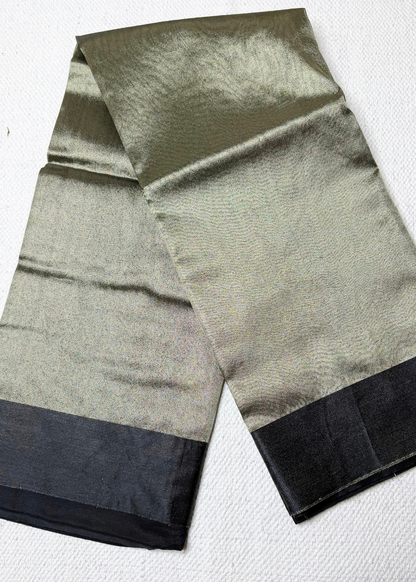 Metallic Greyish Plain Tissue Silk