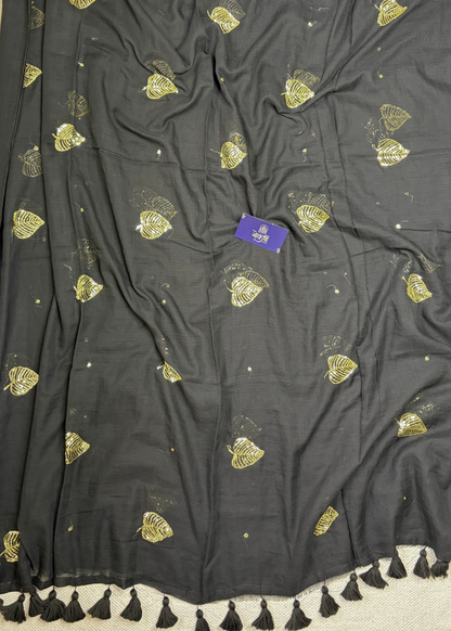 Black Paan Butti Mul Cotton