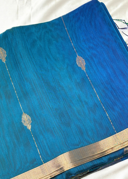Peacock Blue Shankh Butti Maheshwari