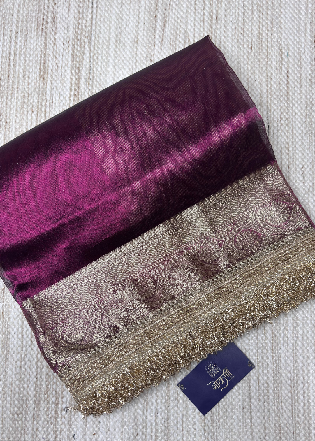 Dark Pink Banarasi Tissue Silk