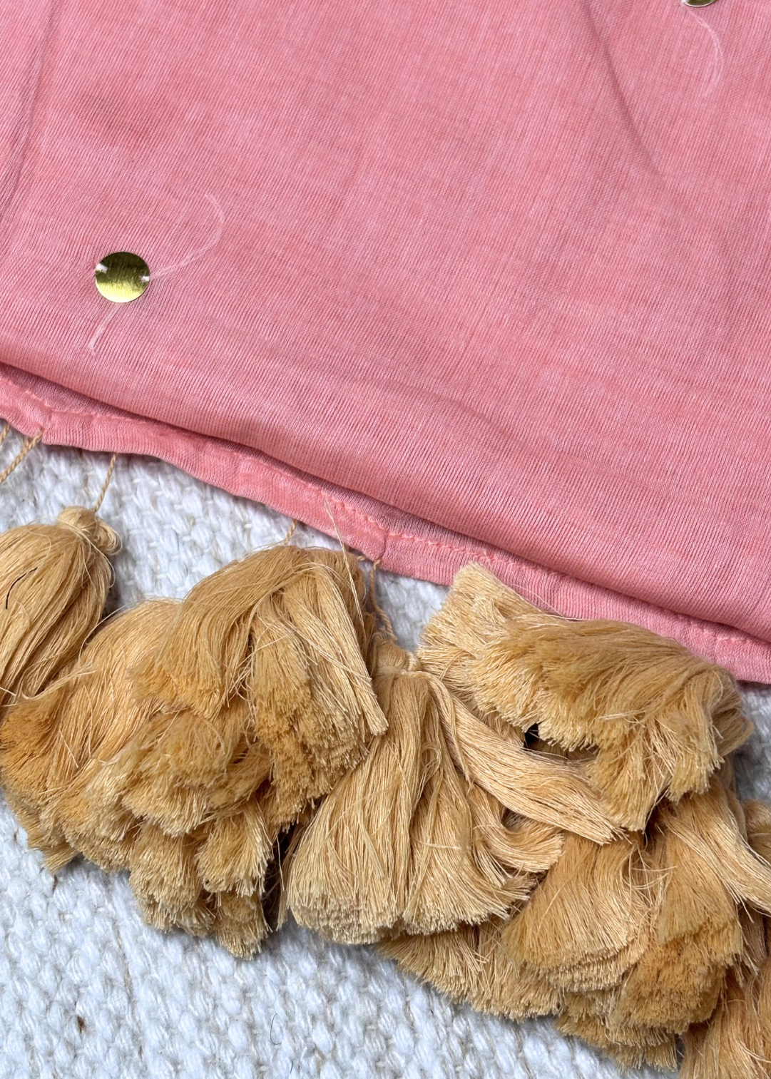 Onion Pink Mirror Work Mul Cotton Saree