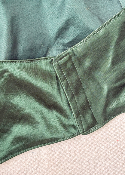 Halter Neck Bottle Green Silk Blouse