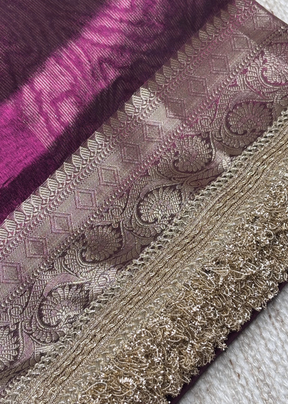 Dark Pink Banarasi Tissue Silk