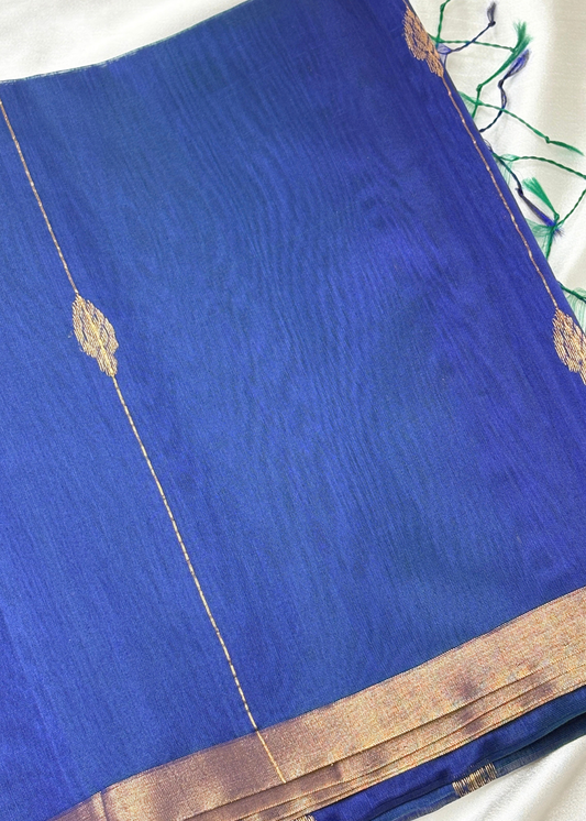 Royal Blue Shankh Butti Maheshwari