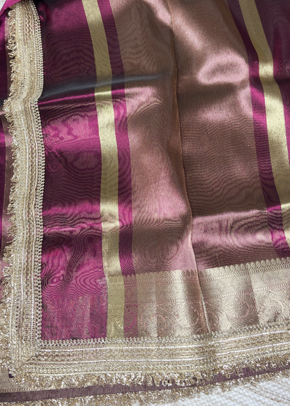 Dark Pink Banarasi Tissue Silk