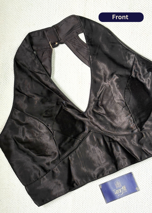 Halter Neck Black Silk Blouse