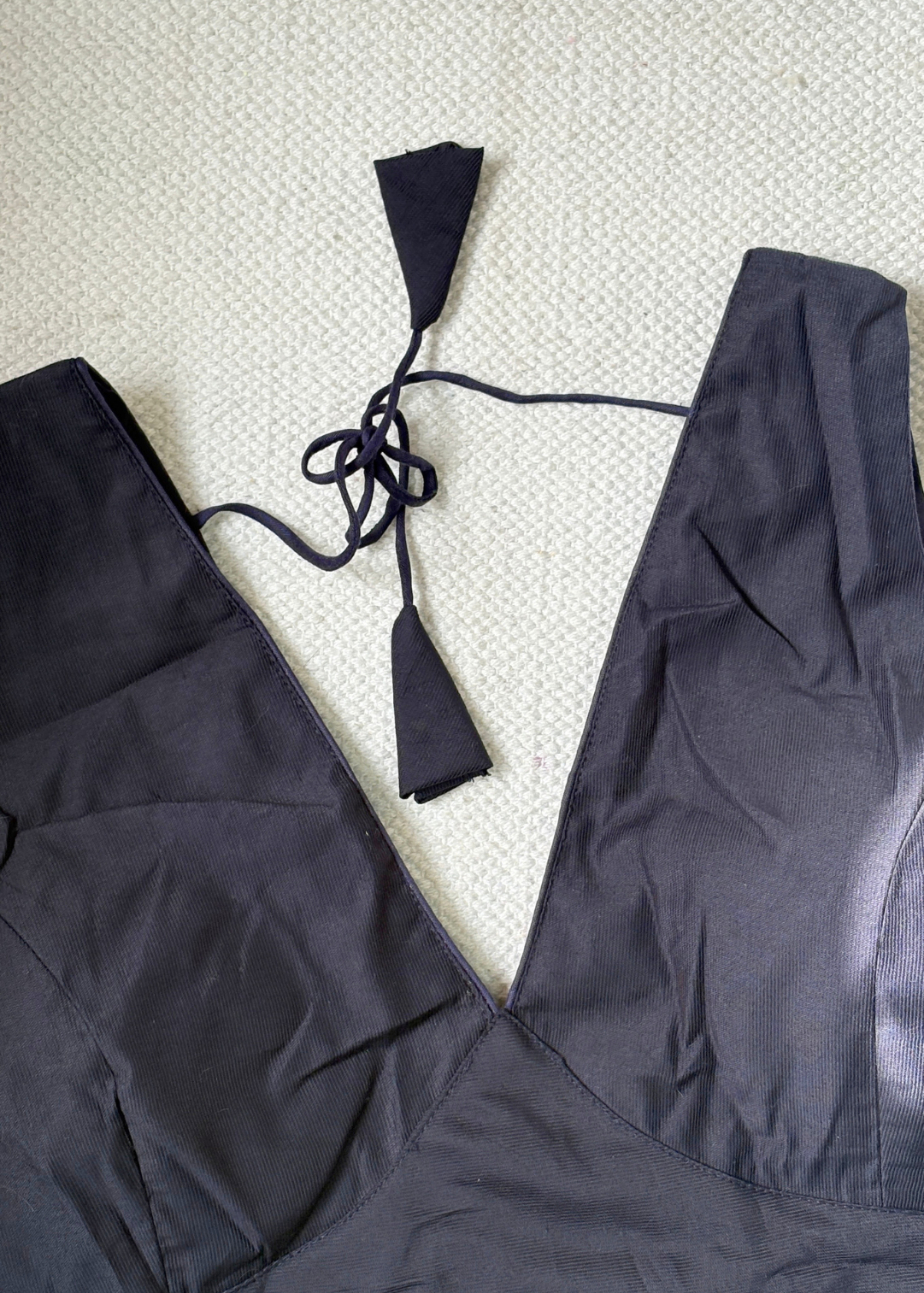 V Neck Navy Blue Blouse