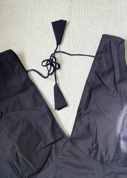 V Neck Navy Blue Blouse