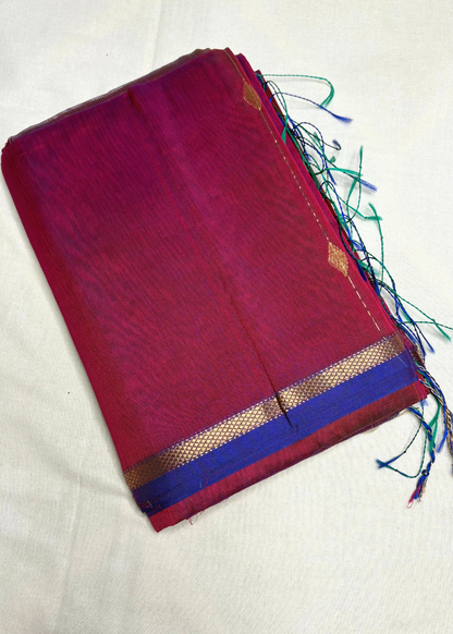 Dual Shade Pink Diamond Butti - Chatai Border Maheshwari