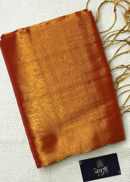 Orange Pink Dhoop Chaav Raga Tissue Silk