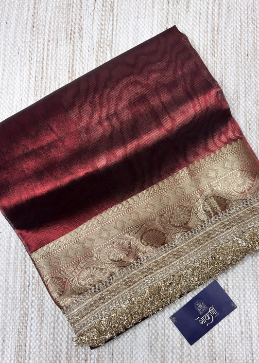 Brown Banarasi Tissue Silk