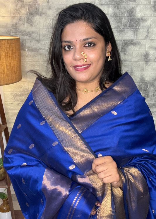 Blue Surajmukhi Butti Maheshwari