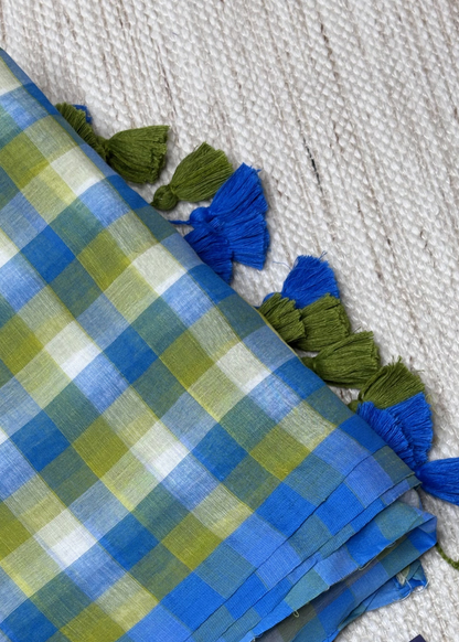Blue Green Checks Mul Cotton
