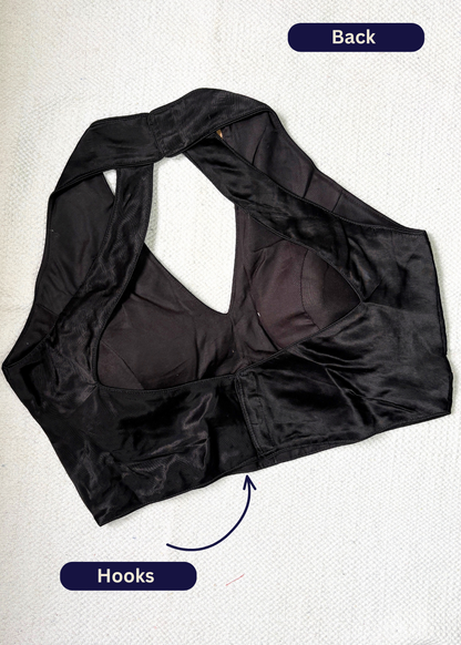 Halter Neck Black Silk Blouse