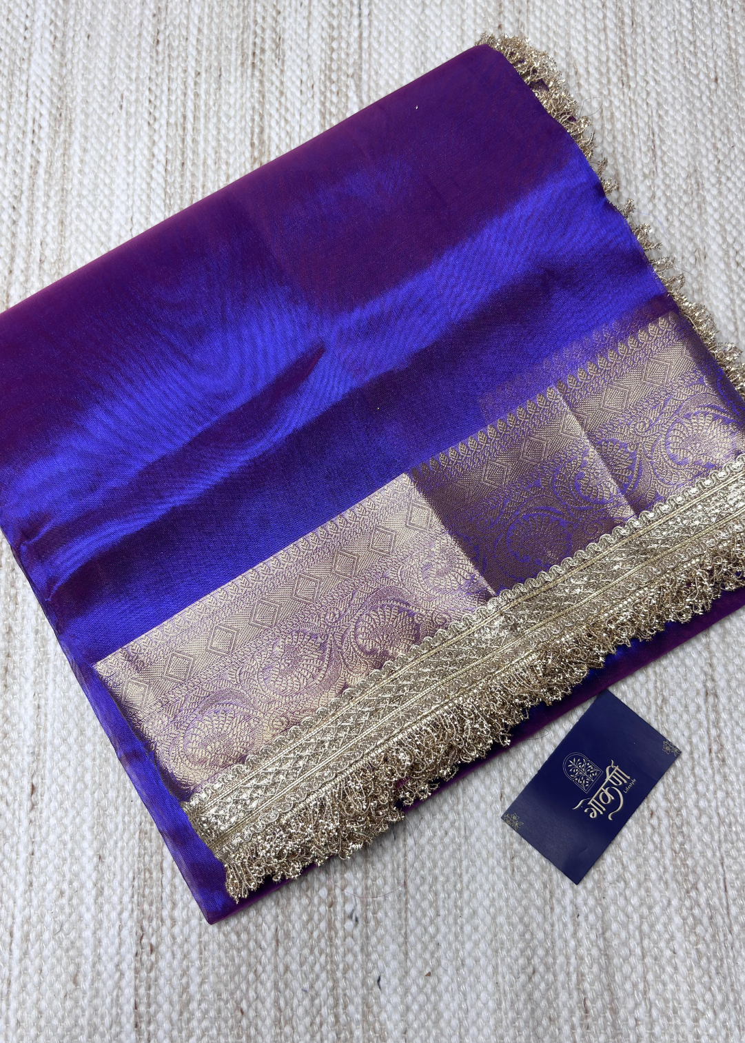 Dhoop Chav Blue Pink Banarasi Tissue Silk