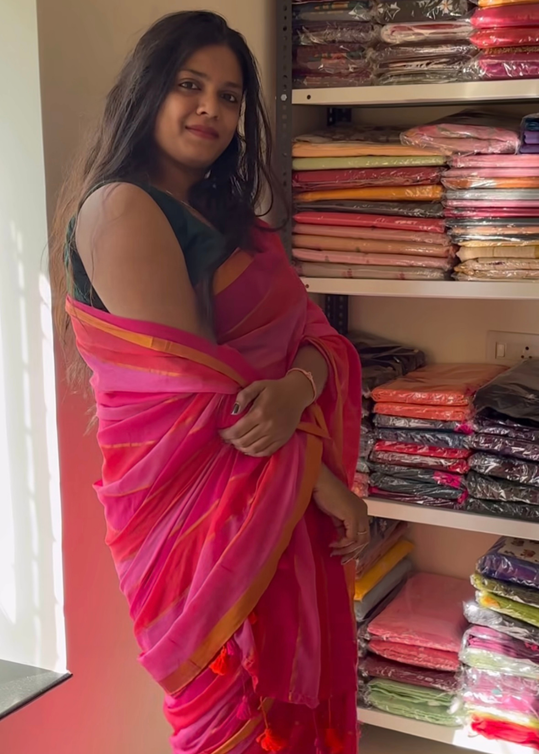 Pink Strip Mul Cotton