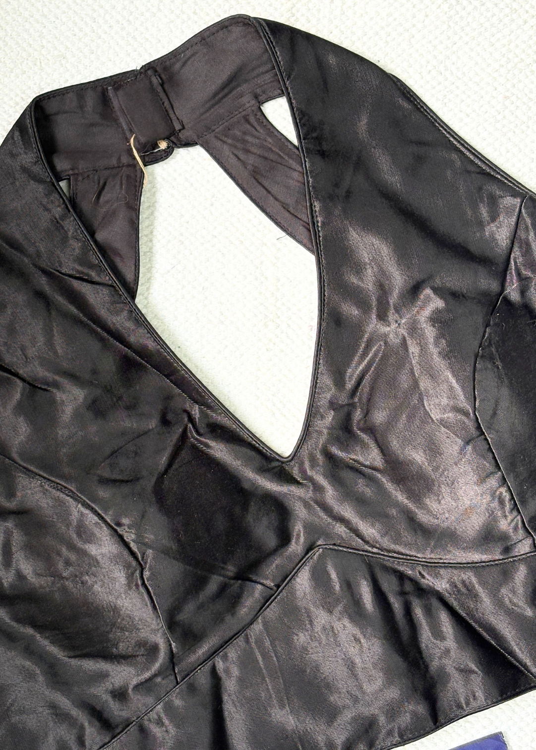 Halter Neck Black Silk Blouse