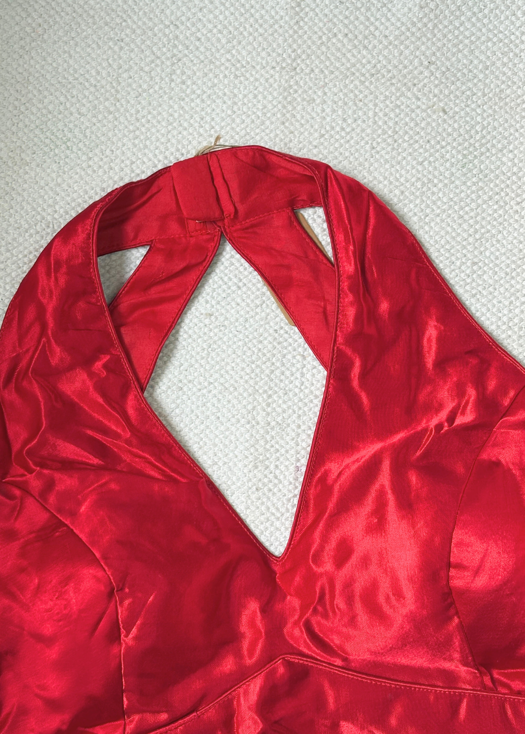 Halter Neck Red Silk Blouse
