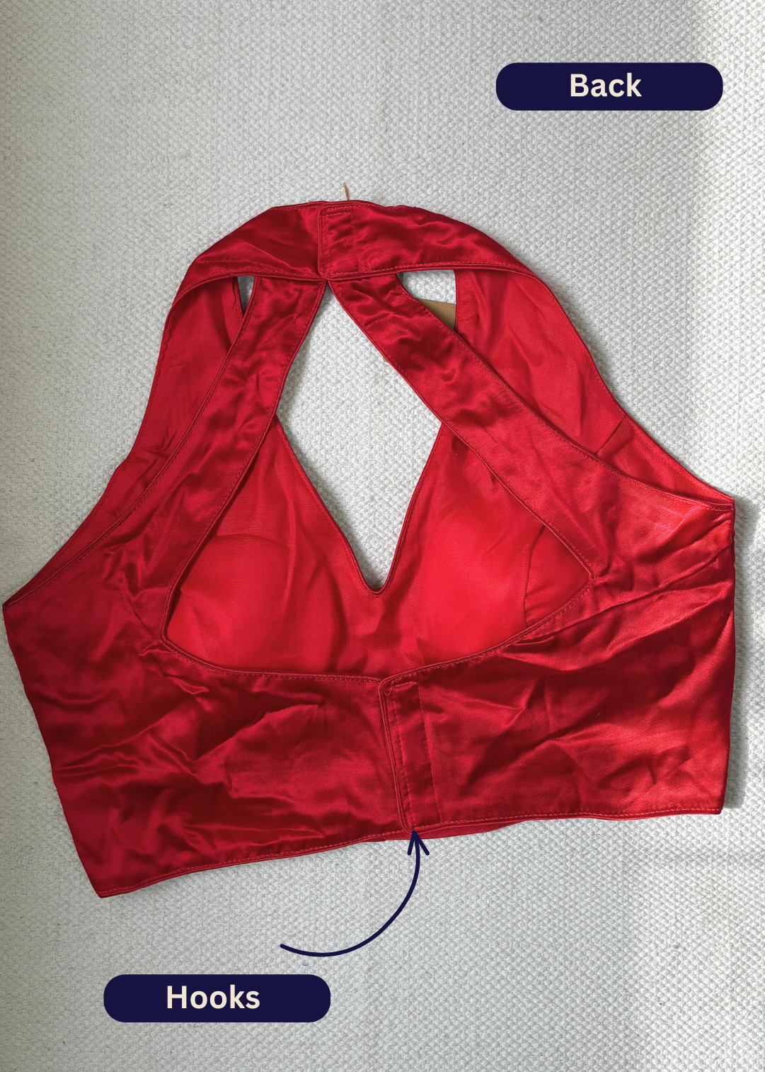 Halter Neck Red Silk Blouse