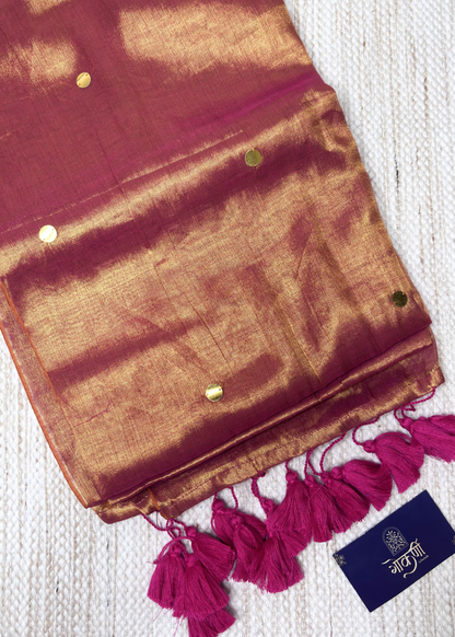 Dhoop Chav Orange Hand Woven Mirror Work Raga Tissue Silk