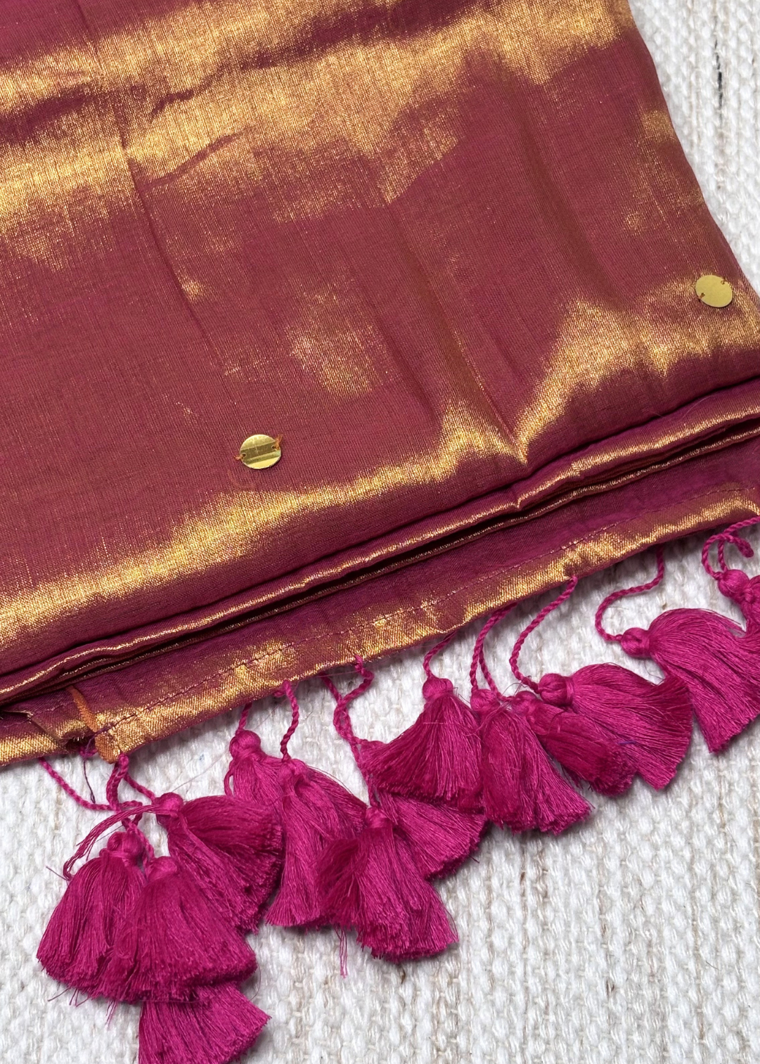 Dhoop Chav Orange Hand Woven Mirror Work Raga Tissue Silk