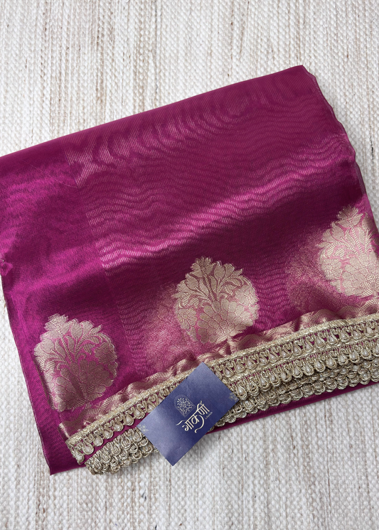 Rani Pink Banarasi Tissue Silk
