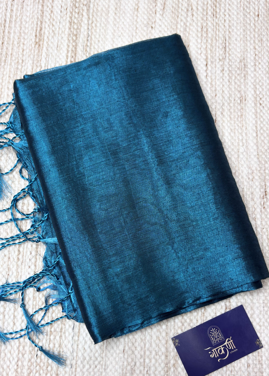 Peacock Green Plain Raga Tissue Silk